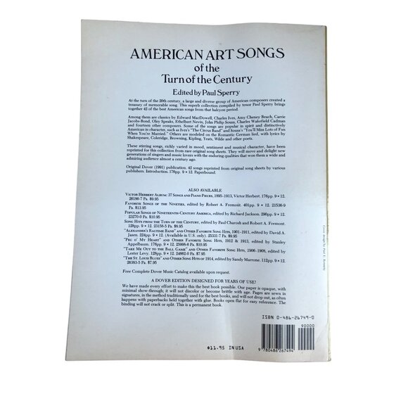 American Art Songs Of The Turn Of The Century Sheet Music Song Book Paul Sperry - Picture 2 of 10